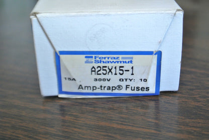 BOX of 10 / GOULD-SHAWMUT A25X15 RECTIFIER FUSES / 15A / 300V / NEW SURPLUS4