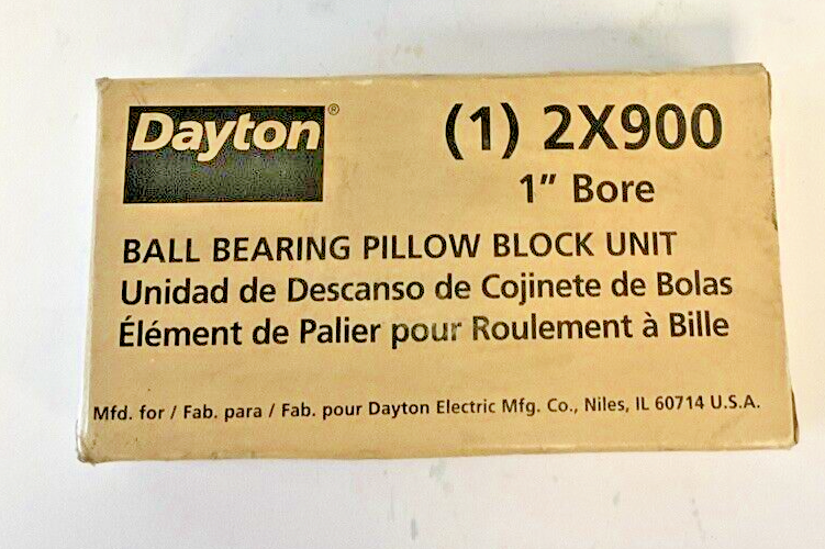 DAYTON 2X900 BALL BEARING PILLOW BLOCK UNIT 2X900 1" BORE2