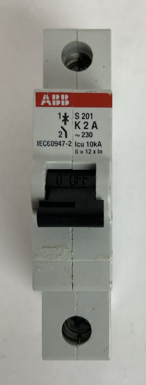 ABB S 201 K 2 A CIRCUIT BREAKER 2AMP 230VAC 1POLE 2CDS251001R0277 (LOT OF 4)1