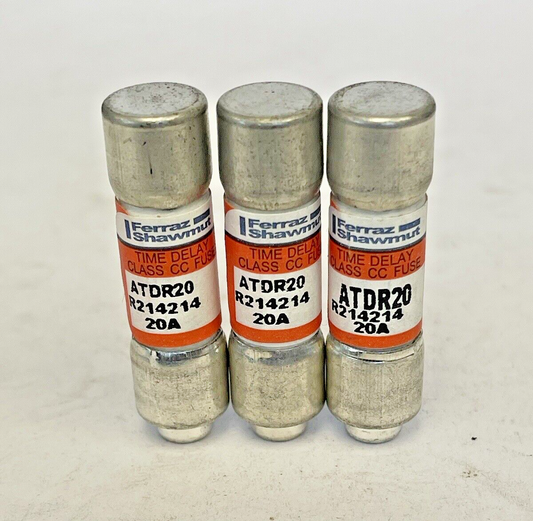 FERRAZ SHAWMUT *LOT OF 3* - ATDR20 - 20 AMP, 600 VAC, TIME-DELAY, CLASS CC FUSES0