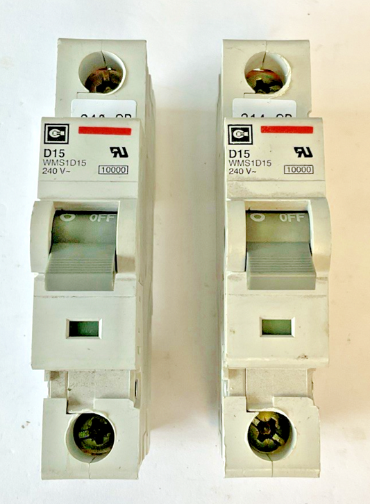 CUTLER HAMMER WMS1D15 CIRCUIT BREAKER 240VAC D15 ***LOTOF2***0