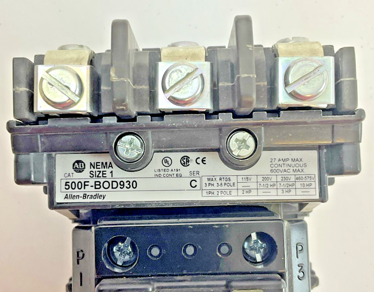 ALLEN BRADLEY 500F-BOD930 SER.C STARTER W/DB762DL COIL 592-EUTB, 595-A021