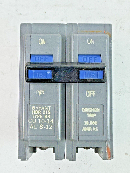 BRYANT *BOX OF 5* - HBR215 - COMMON TRIP CIRCUIT BREAKERS - 2 POLE/15 A/240 VAC4