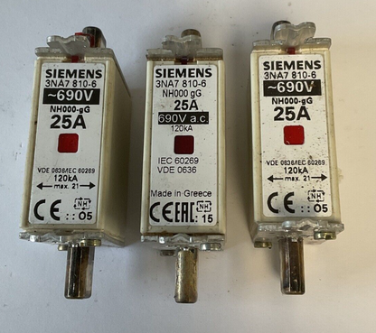 SIEMENS 3NA7 810-6 25A 690V FUSE 120KA***LOTOF3***0
