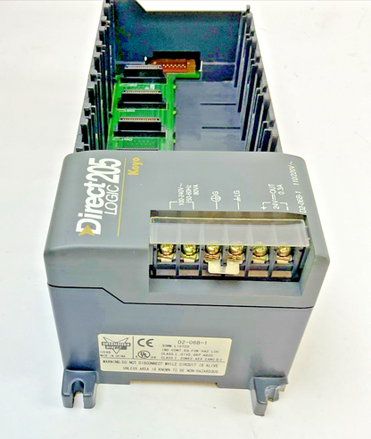 KOYO DIRECT LOGIC D2-06B-1 6 SLOT PLC RACK 240VAC 50/60HZ 80VA3