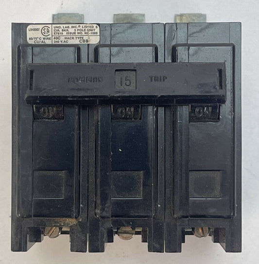 CHALLENGER CBB3015H CIRCUIT BREAKER 15AMP 240VAC 3POLE0