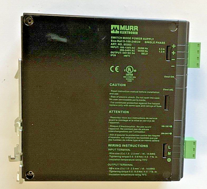 MURR ELEKTRONIK ECO-RAIL 5-100-240-24 SINGLE PHASE SWITCH MODE POWER SUPPLY 240V6