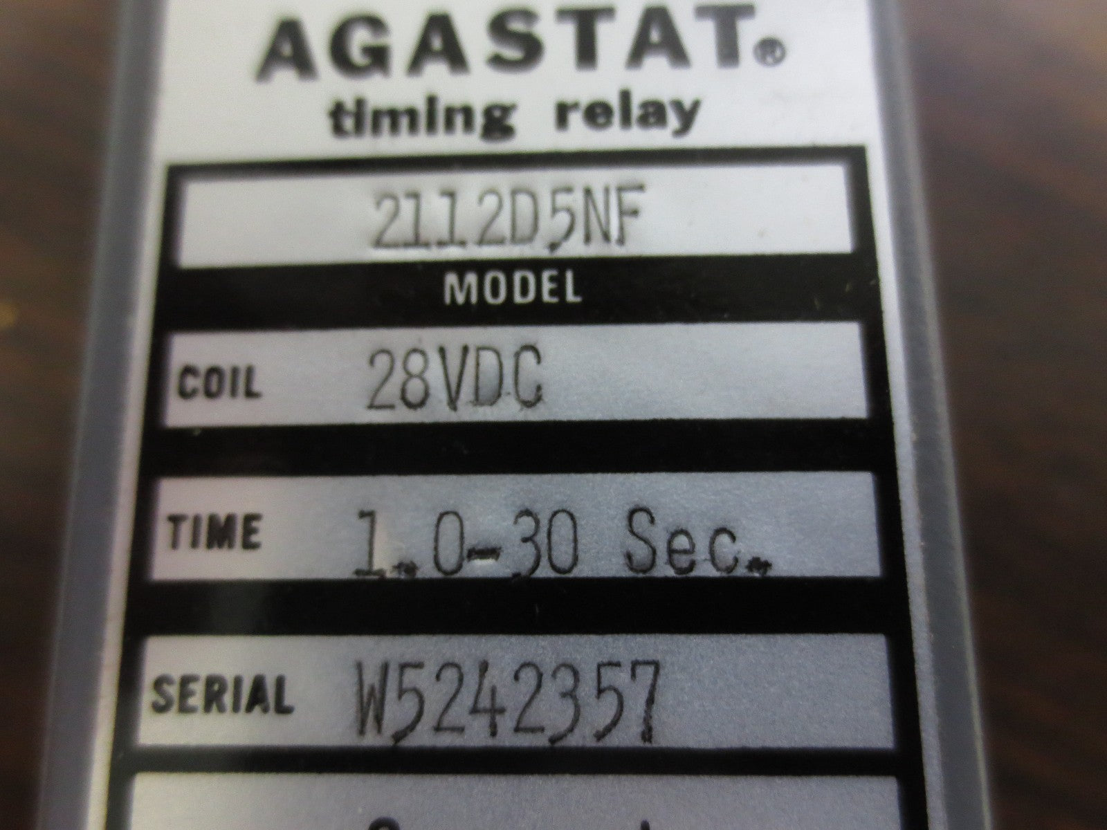 AGASTAT 2112D5NF TIMING RELAY, 1.0-30 SECONDS, 28VDC COIL - NEW SURPLUS0