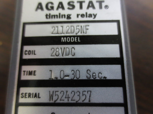 AGASTAT 2112D5NF TIMING RELAY, 1.0-30 SECONDS, 28VDC COIL - NEW SURPLUS0