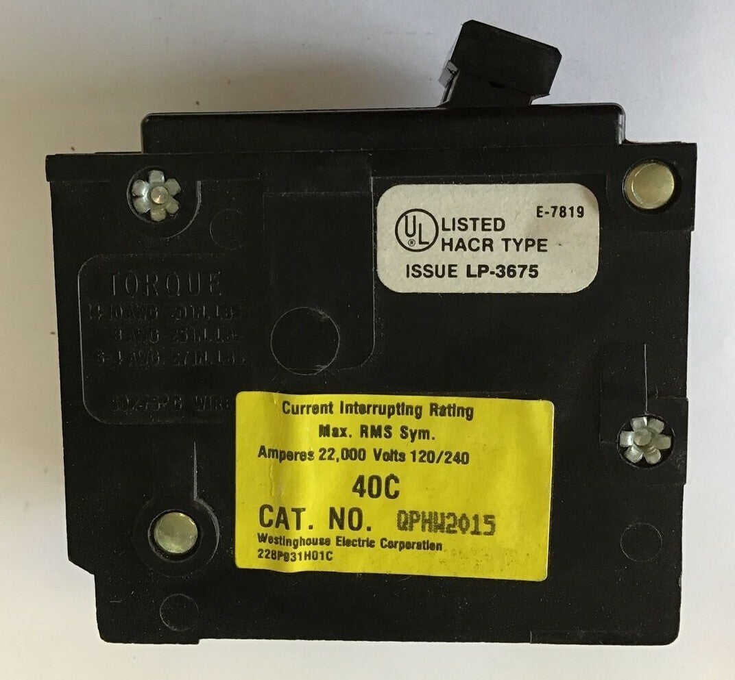 WESTINGHOUSE QPHW2015 CIRCUIT BREAKER 120/240VAC 2POLE  QUICKLAG6