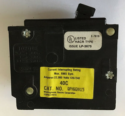 WESTINGHOUSE QPHW2015 CIRCUIT BREAKER 120/240VAC 2POLE  QUICKLAG6