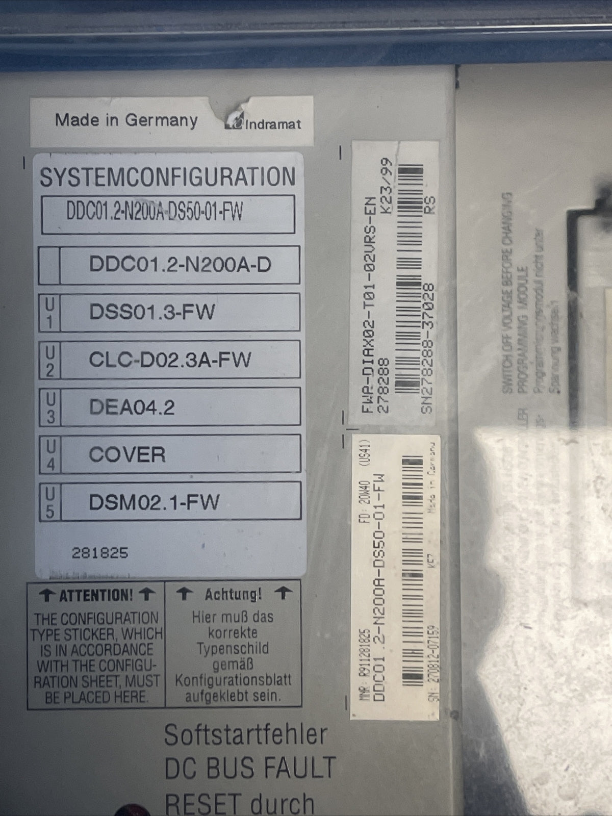 INDRAMAT DDC01.2-N200A-DS50-01-FW DIGITAL AC SERVO COMPACT CONTROLLER DDC1