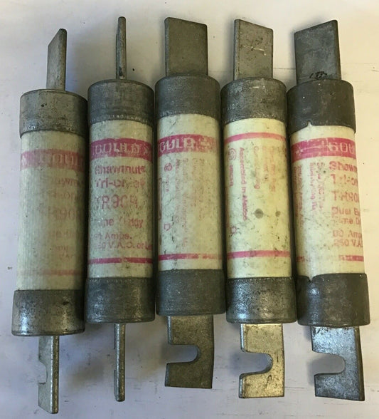 GOULD SHAWMUT TR90R TRI-ONIC 90A FUSE 250VAC DUAL ELEMENT TIME DELAY***LOTOF5***0