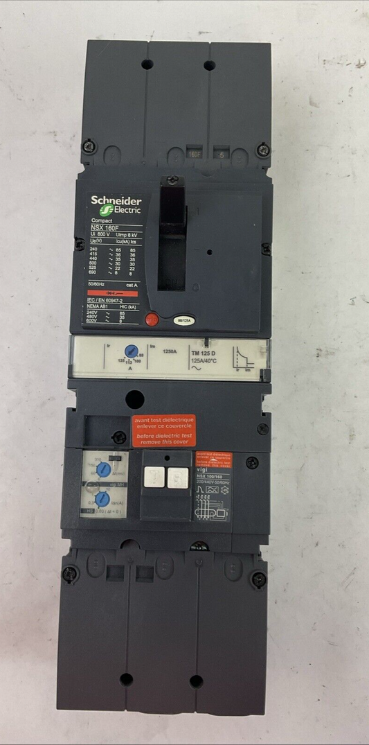 SCHNEIDER NSX 100-160-250 F/N/H/NA CIRCUIT BREAKER NSX 160F 600VAC 88/125A0