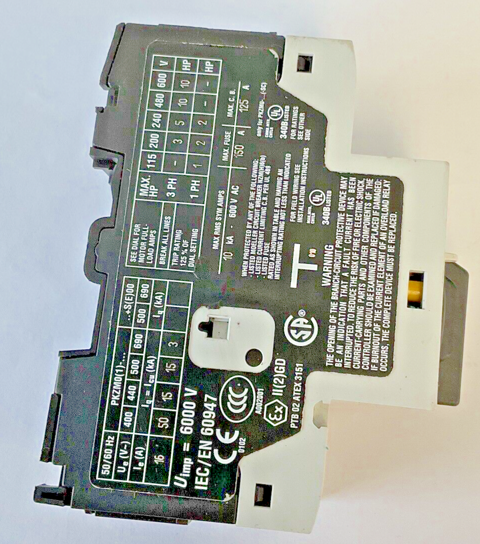 MOELLER PKZM0-16 CIRCUIT BREAKER SER.04 600VAC2