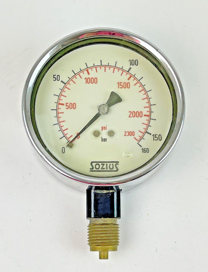 SOZIUS - GRM-150/10 - LIQUID GAUGE - 4" DIAMETER, 3/4" NPT BOTT CONN, 0-2300 PSI0