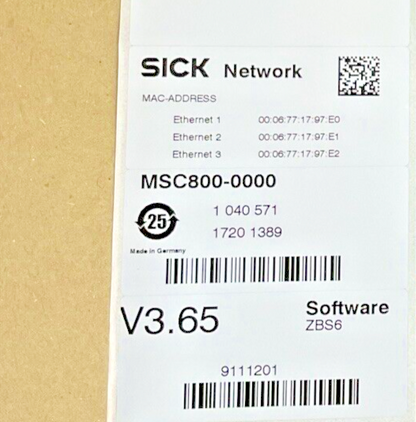 SICK MSC800-0000 MODULAR SYSTEM CONTROLLER V3.65 SOFTWARE ZBS64
