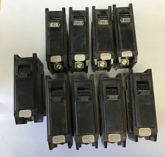 SYLVANIA BQ1C060 CIRCUIT BREAKERS 120/240VAC 1POLE  TYPE BQ***LOTOF9***0