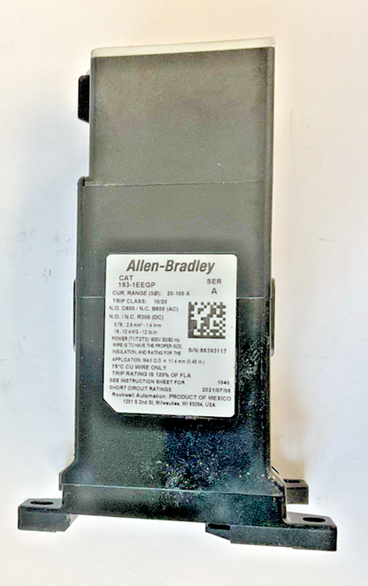 ALLEN BRADLEY 193-1EEGP OVERLOAD RELAY SER.A 20-100A E1001