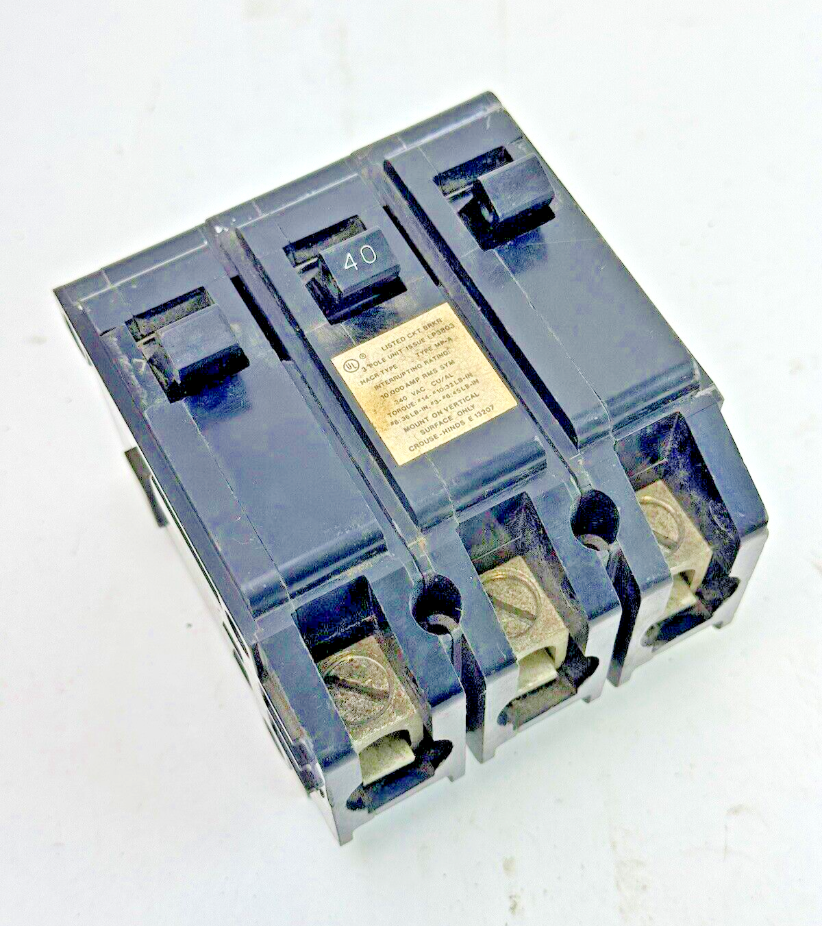 CROUSE-HINDS - MP-A340 - CIRCUIT BREAKER - 40A, 3 POLE, 240 VAC, MP-A-3400