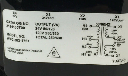 EGS 2124130T00 INDUSTRIAL CONTROL TRANSFORMER OUTPUT(VA) 24V 50/126 120V 250/6301