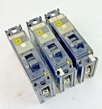 SQUARE D **LOT OF 3** FAL14020 - CIRCUIT BREAKERS - 1 POLE/ 20A/ 120 VAC 120 VDC0