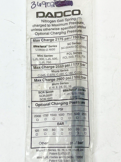 DADCO - C.070.080 - NITROGEN GAS SPRING - 2175 PSI - 150 BAR - ULTRA FORCE2