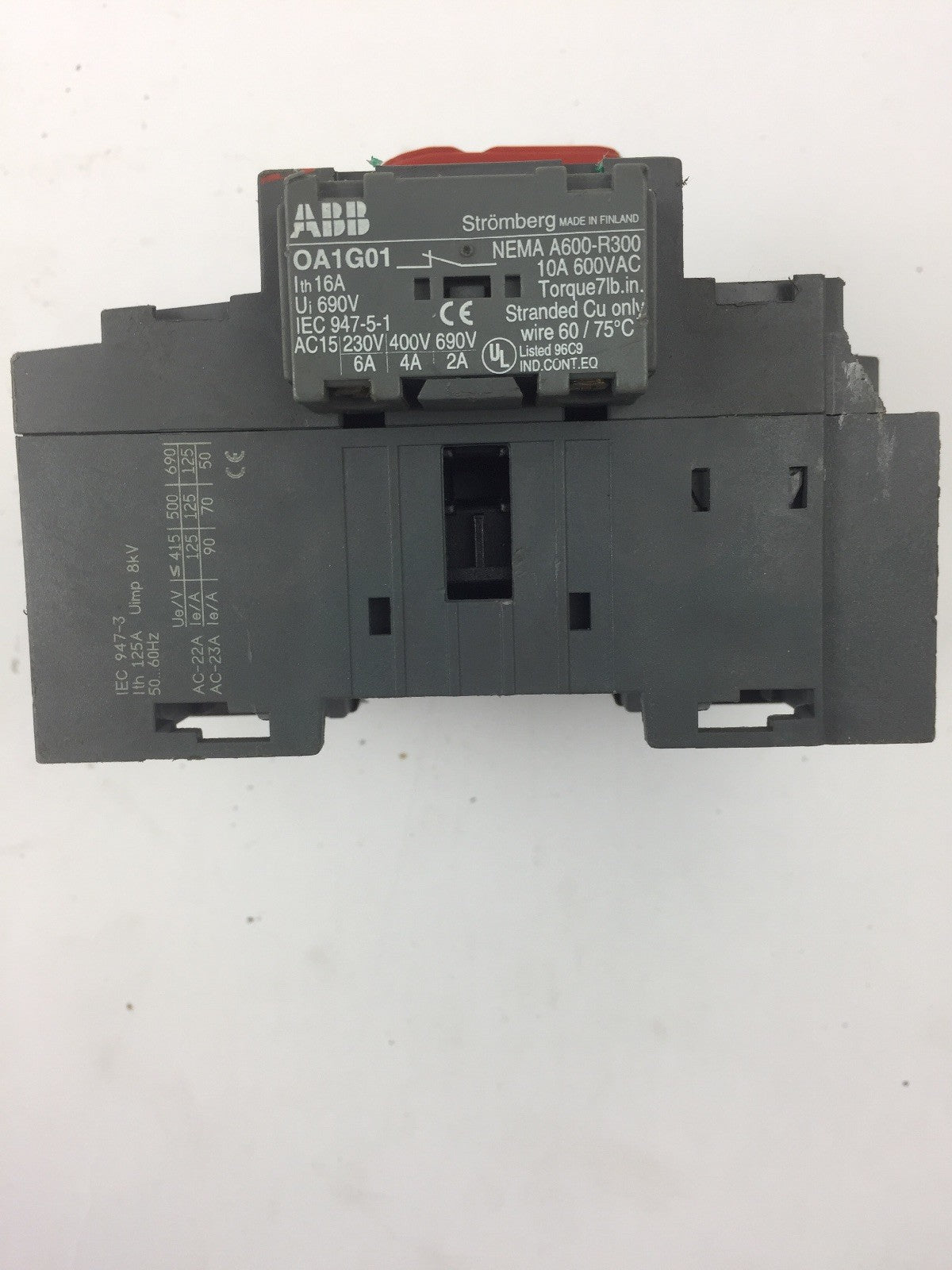 ABB OT125E3 GENERAL PURPOSE SWITCH 600 VAC 100 A W/2 OA1G01 AUXILIARY CONTACTS3