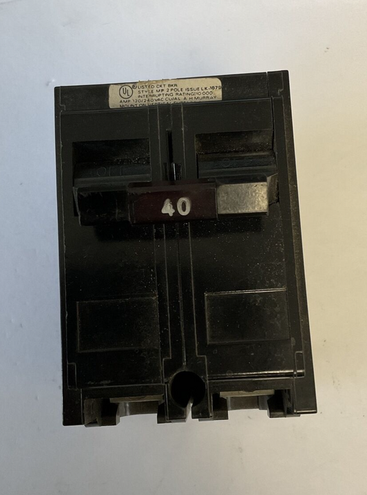 CROUSE-HINDS MP40 CIRCUIT BREAKER 40A 120/240VAC STYLE MP 2POLE0