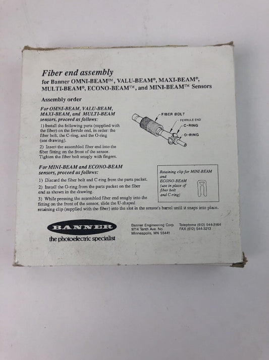 BANNER FIBER END ASSEMBLY MODEL BF2.56S0