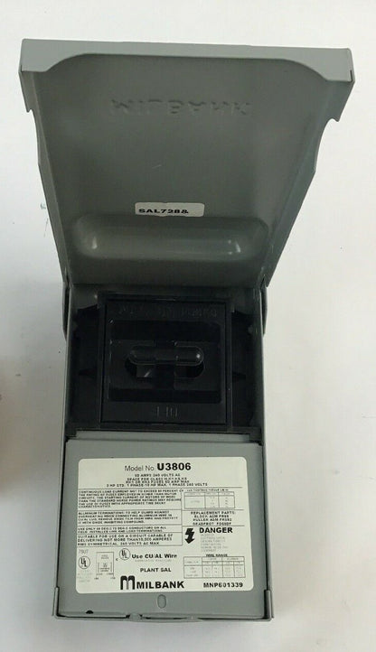 MILBANK ENCLOSURE 60A  1PH 240VAC U3806 3HP STD. 10HP MAX1