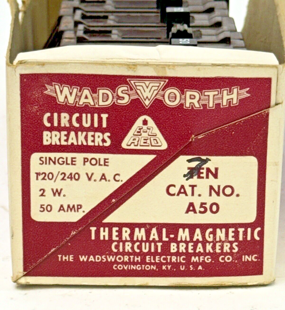 WADSWORTH **BOX OF 7** A50 - CIRCUIT BREAKERS - 1 POLE, 120/240 VAC, 50 A3