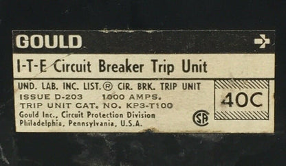 ITE GOULD KP3-T100 CIRCUIT BREAKER TRIP UNIT 1000AMP1