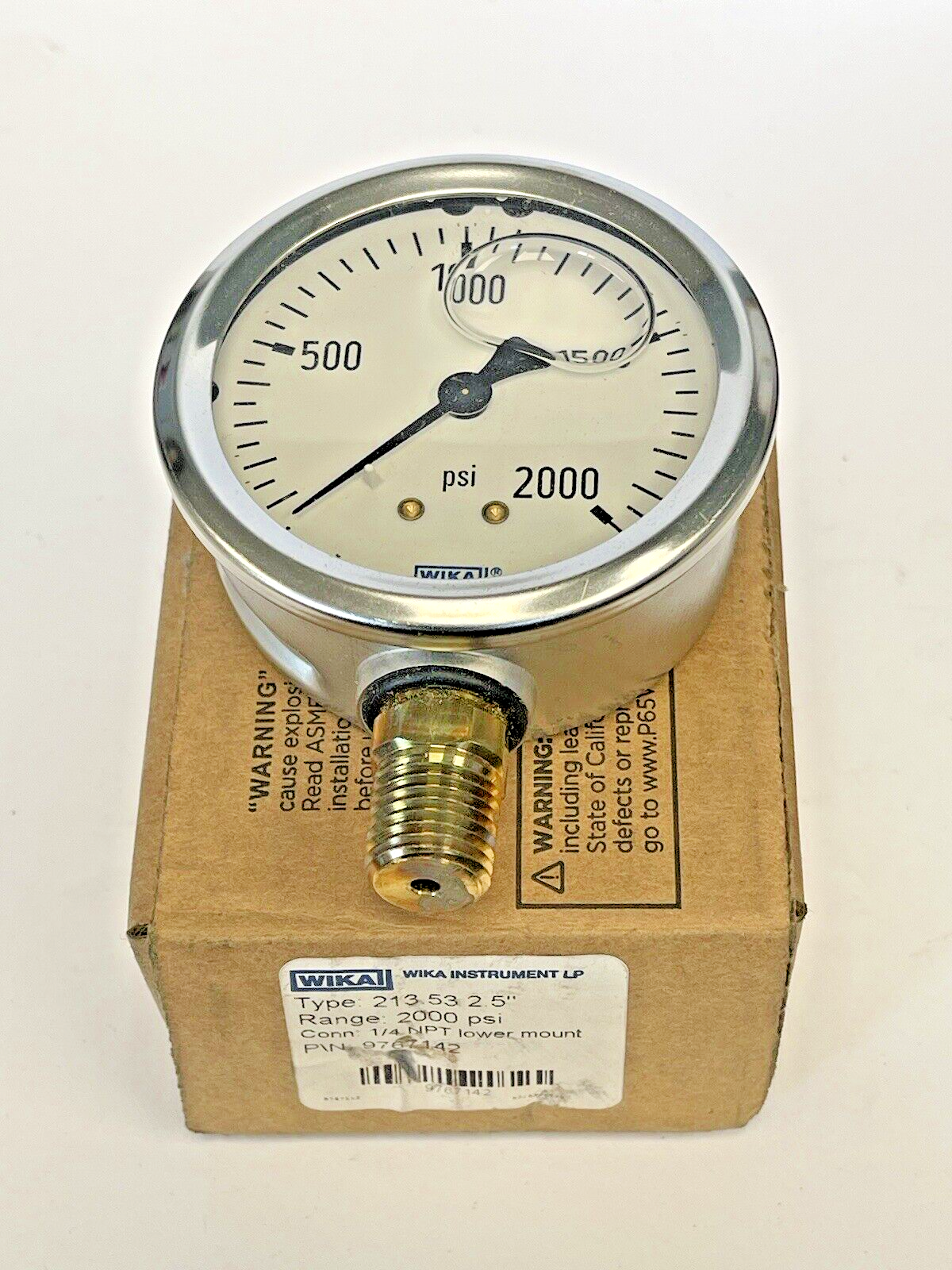 WIKA -  9767142 - PRESSURE GAUGE - 2.5" DIAMETER, 1/4" NPT LM, 0-2000PSI0
