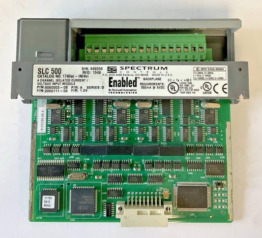 SPECTRUM CONTROL 1746SC-INI4VI 4 CHANNEL INPUT MODULE SER.D REV.1.04 SLC500 PR.A0