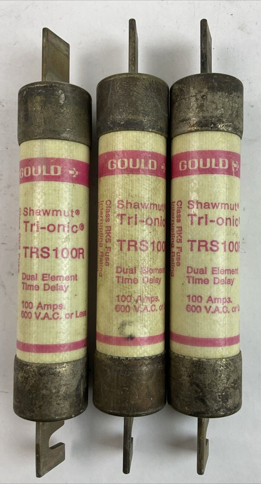 GOULD SHAWMUT TRS100R TRI-ONIC DUAL ELEMENT FUSE 100AMP 600VAC (LOT OF 3)0