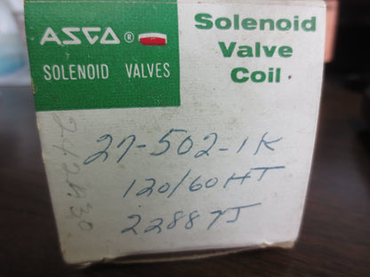 ASCO 27-502-1K SOLENOID VALVE COIL 120V / 60 - NEW SURPLUS - 22887J1