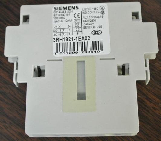 SIEMENS 3RH1921-1EA02 - AUXILIARY SWITCH BLOCK / AUXILIARY CONTACT - NEW SURPLUS0