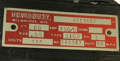 HEVI DUTY X119687 TRANSFORMER 750AMP 60CY 600V 1
