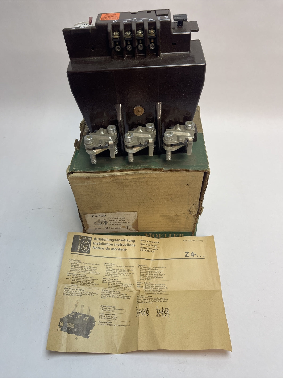 KLOCKNER MOELLER Z4-100-CNA RELAY 70-100A 600VAC0