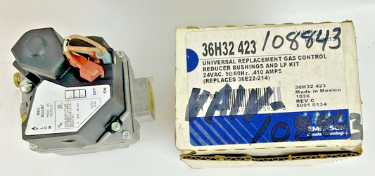 WHITE-RODGERS 36H32-423 GAS CONTROL REDUCER BUSHINGS 24VAC REV8 .410A 1/2PSI0