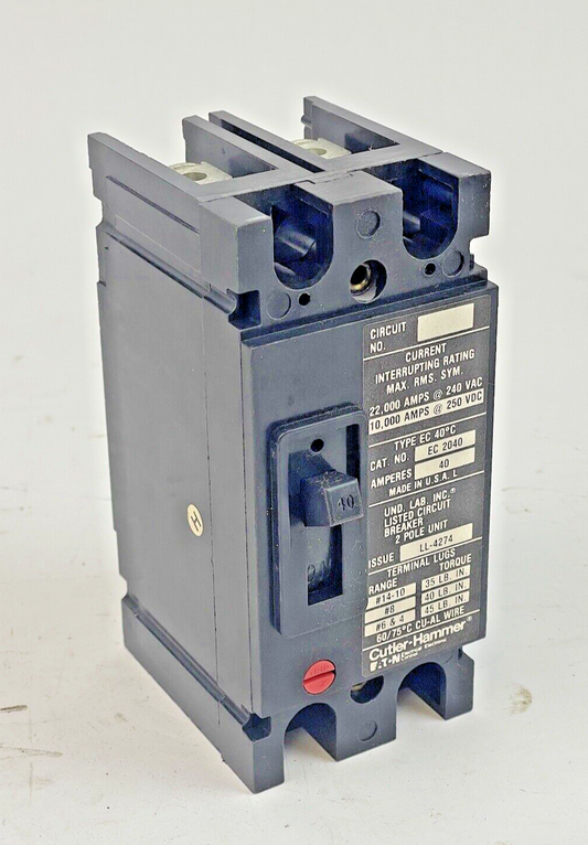CUTLER-HAMMER - EC2040 - 2 POLE, 40A, 240 VAC CIRCUIT BREAKER0