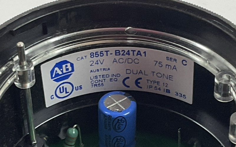 ALLEN BRADLEY 855T-B24TA1 SER C 24V SIREN SOUND MODULE FOR STACK LIGHT DUAL TONE1