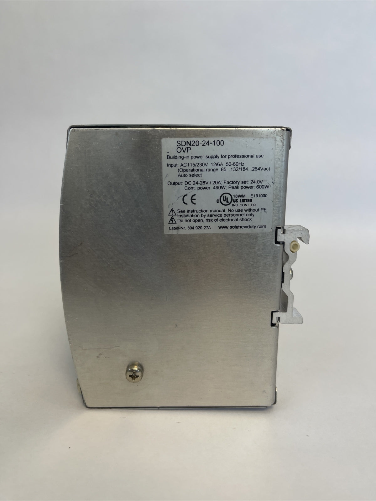 SOLA 20-24-100 OVP POWER SUPPLY OUTPUT 24-28VDC 20A INPUT 115/230VAC12/6A2
