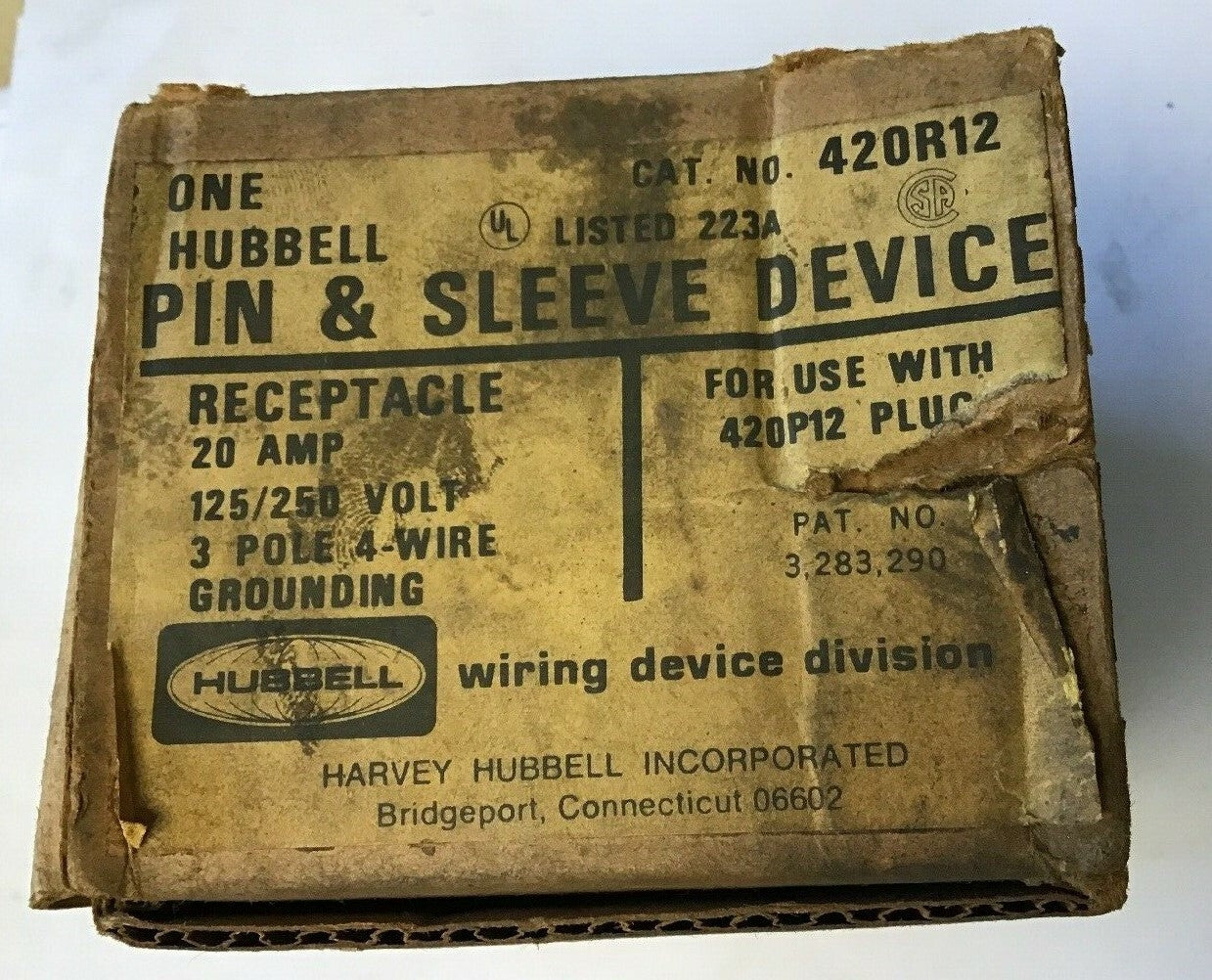 HUBBELL 420R12 PIN&SLEEVE 20AMP 125/250V 3POLE 4-WIRE1