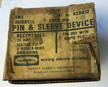 HUBBELL 420R12 PIN&SLEEVE 20AMP 125/250V 3POLE 4-WIRE1