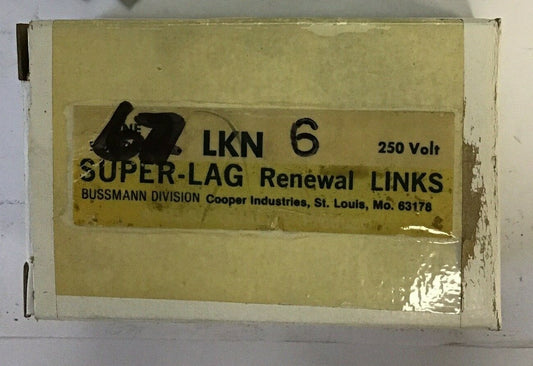 BUSSMANN LKN 6 RENEWAL LINKS SUPER-LAG 250VOLT ***LOTOF67***0