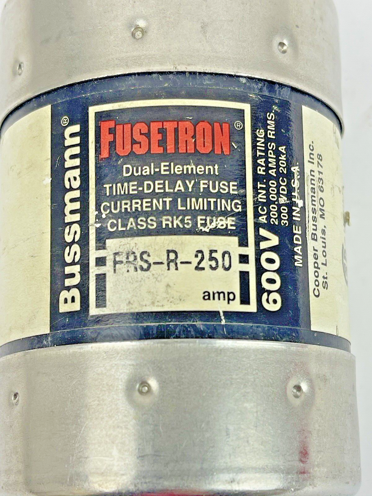 BUSSMANN  FRS-R-250 FUSETRON DUAL ELEMENT  TIME-DELAY CURRENT LIMIT  600V1