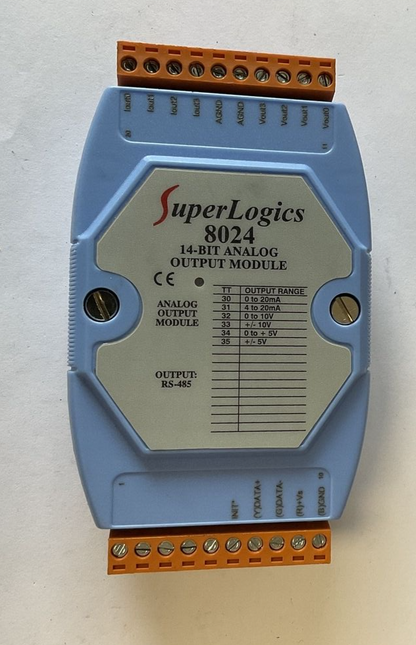 SUPERLOGICS 8024 14-BIT ANALOG OUTPUT MODULE 10V 20MA I7024CR00008HEX000420