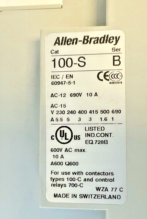 ALLEN BRADLEY 100-C30D*00C STARTER W/ 193-EECD SER.C W/ 100-S SER.B8
